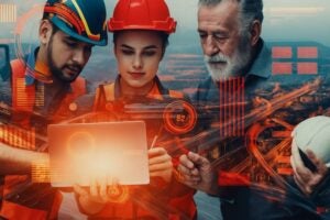 Contabilidade para engenheiros - Imagem de engenheiros civil, elétrico e mecânico lendo projeto