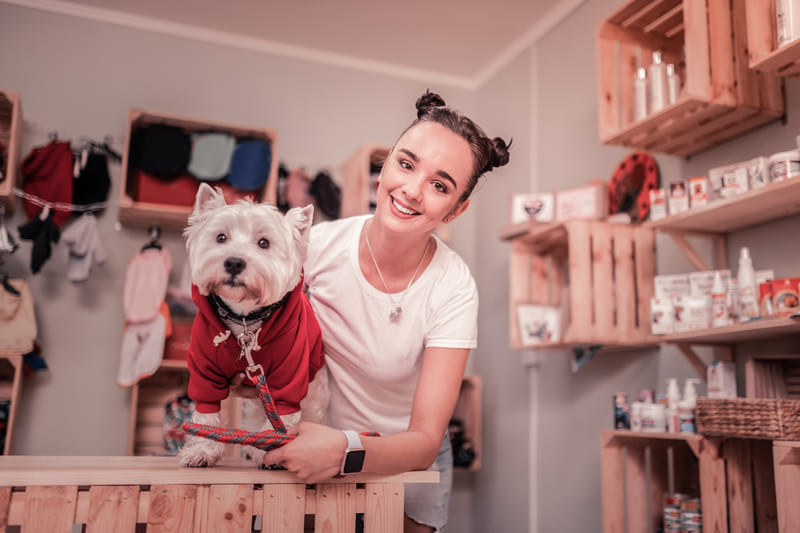 Contabilidade para Pet Shop - Imagem de mulher com cão em banho e tosa