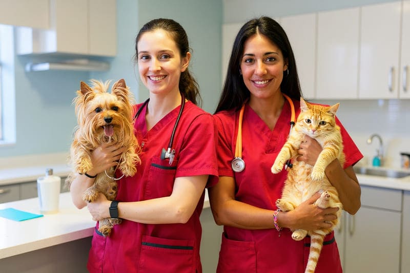 Simples Nacional para Médicos Veterinários - Imagem de médicas veterinárias com pets nos braços